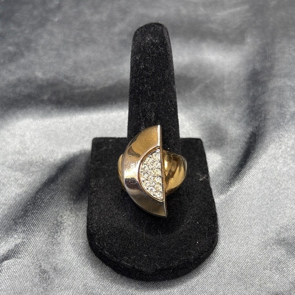 Kenneth Jay Lane Gold and Silver Ring with Crystal Accents - Picture 1 of 3